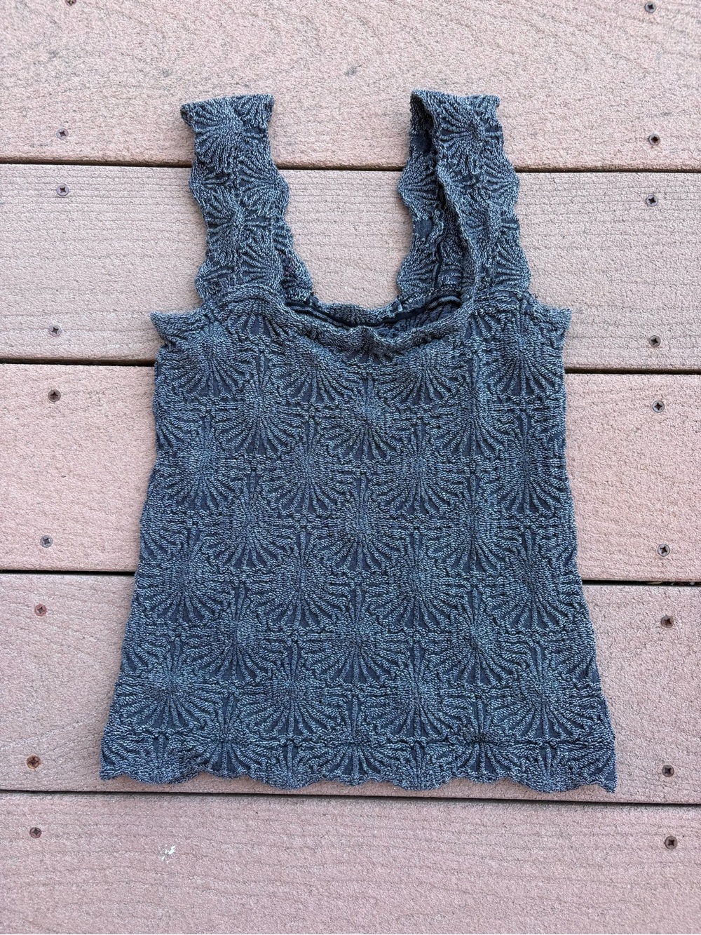 Free People Charcoal Gray Textured Knit Tank